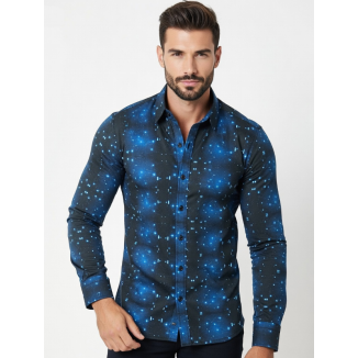 CAMISA SLIM HOMBRE,CIRCUITS,ALGODÓN/ELASTÁN.